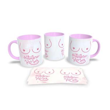Imagem de Canecas Rosa de Porcelana Personalizadas Outubro Azul - Estampa Sublim