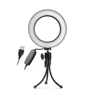 Imagem de Iluminador Ring Light Led USB com Tripé - 16cm - Controle Cor Luminosi
