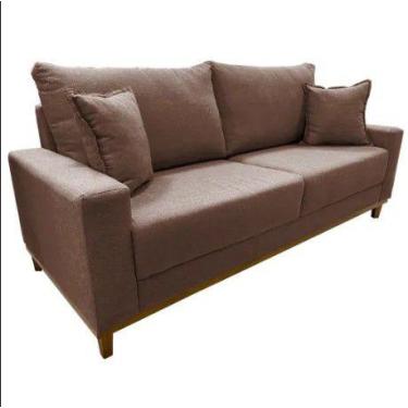 Imagem de Sofá 4 Lugares Grecia Pé Madeira Tecido Linho  - aifos estofados, marr