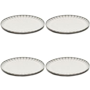 Imagem de Serax Prato de café da manhã | Utensílios de mesa Inku van Sergio Herman | 4 pratos de sobremesa | Conjunto de louça de grés branco | Louça de luxo para jantar em casa, festa, bolo, Natal | Conjuntos