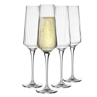 Imagem de Krosno Taças decorativas de champanhe, conjunto de 4 taças, 10 x 17 ml, coleção LUMI de vanguarda, ideia de presente exclusiva, pode ser lavada na lava-louças, feita na Europa