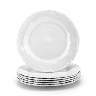 Imagem de KOXIN-KARLU Pratos de melamina, pratos de jantar de 28 cm, conjunto de 6 pratos brancos