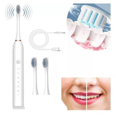 Imagem de Escova Dental Portátil Oral Elétrica Cabo USB Recarregável Cerdas Suav