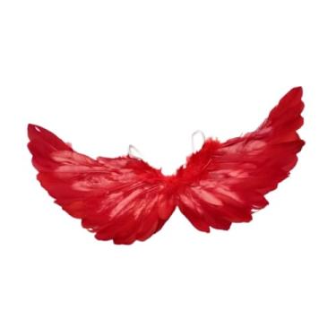 Imagem de Dualoai Fantasia de anjo infantil asa de anjo fantasia de halloween fantasia asa de demônio asa de fada, Vermelho