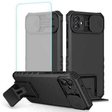 Imagem de Tothedu Capa para Galaxy A06, capa para Samsung A06 SM-A065F com protetor de tela de vidro temperado e capa de câmera deslizante, capa protetora fina com suporte resistente para Samsung Galaxy A06