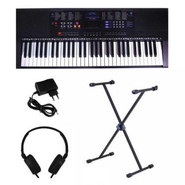 Imagem de Kit Teclado Musical Estudante Spring Tc 261 61 Teclas + Suporte X + Fo