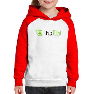 Imagem de Moletom Infantil Linux Mint - Foca na Moda, Branco, Vermelho, 14