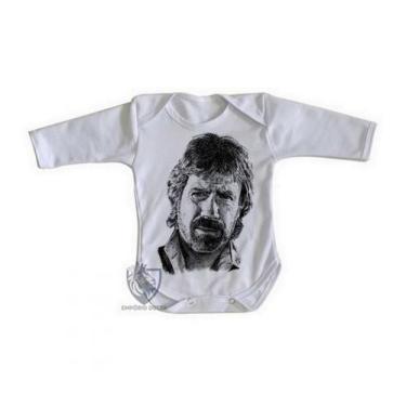 Imagem de body nenê criança roupa bebê manga longa Chuck Norris face - Empório D