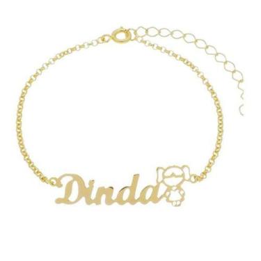 Imagem de Pulseira Madrinha Dinda Menina Banhada A Ouro 18K - Jhulias Joias E Se