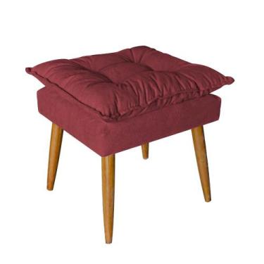 Imagem de Puff Puf Banqueta Opala Para Quarto Sala Recepção Suede Vermelho - Nin