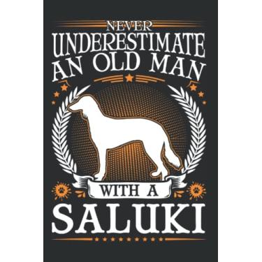 Imagem de Saluki Notizbuch: Saluki Alter Mann Persischer Windhund / 6X9 Zoll / 120 Linierte Seiten