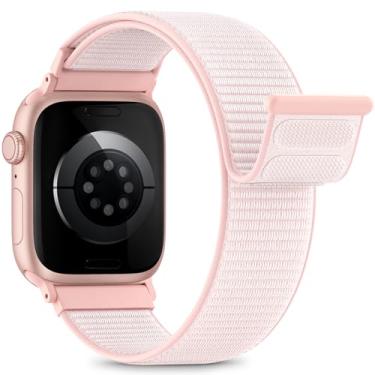 Imagem de Pulseira esportiva de nylon compatível com Apple Watch Ultra 3 2, Se, séries 11, 10, 9, 8, 7 de 44 mm, 45 mm, 46 mm, 49 mm e 42 mm, respirável, macia, ideal para atividades ao ar livre