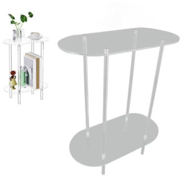 Imagem de Mesa Lateral de Acrílico Moderna, Leve, Mesa de Cabeceira Removível de 2 Camadas para Sala de Estar, Escritório, Corredor, Quarto Com Tamanho 40x20x50cm
