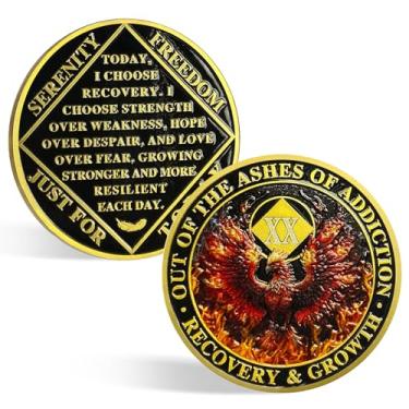 Imagem de CHURYUML Medalhões de 20 anos NA Phoenix Recovery Chip Out of The Ashes of Addiction NA Moeda de sobriedade Narcóticos Presentes Anônimos Sobriedade Addiction Recovery Gifts Narcóticos Anônimos Moeda