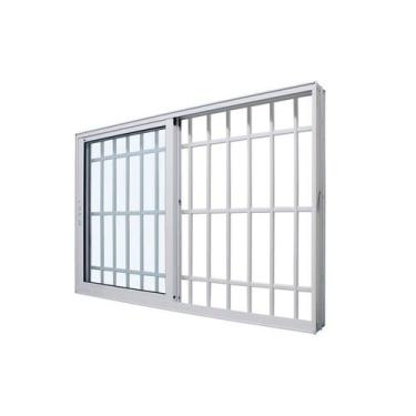 Imagem de Janela de Correr em Alumínio Branco Perfecta Max 100x150x12,4cm c/ Gra