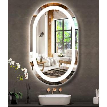Imagem de Espelho jateado Oval Iluminado com led frio - 50x120cm - Woodglass