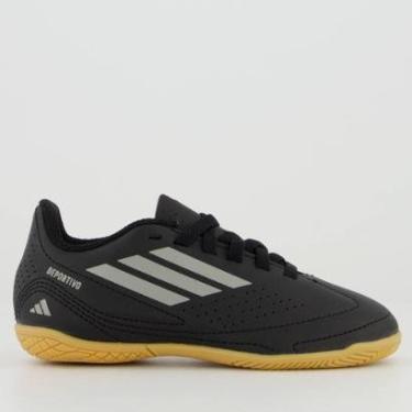 Imagem de Chuteira Adidas Deportivo III IN Futsal Juvenil Preta e Cinza-Unissex