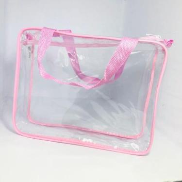 Imagem de necessaire MALOTE 30X23  transparente com alça - Gii matos Makeup, Ros