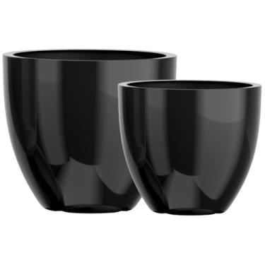 Imagem de Kit 2 Vasos Cachepot Fibra Vidro 57cm E 45cm Plantas Cores (Preto)