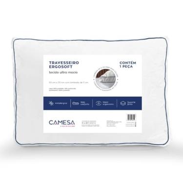 Imagem de Camesa Travesseiro Ergosoft Hotel, Ultra Macio Ergonômico, Antialérgico, Suporte Firme, Tecido polinylon, 50cmX70cm Com lombada de 5cm para mais volume - Branco