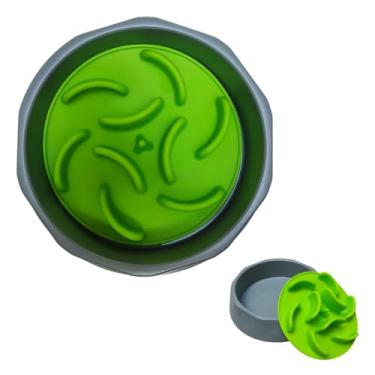 Imagem de Comedouro Lento para Cães e Gatos - Pote Plástico e Labirinto de Silicone - Incentivo a Mastigação - Tamanho Médio (Verde)