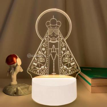 Imagem de Luminária Mesa Led 3d Decorativo Nossa Senhora Aparecida Botão Liga/De
