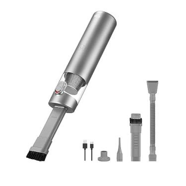 Imagem de Brigii Mini aspirador de pó portátil sem fio, aspirador 3 em 1, espanador de ar e bomba manual, 3 tipos de bicos de fenda para espaços pequenos, fendas, limpador portátil recarregável - M1