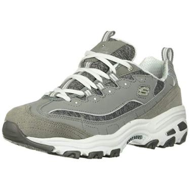 Imagem de Skechers D'Lites - Me Time tênis moderno com cadarço feminino, cinza/branco, 42 largo