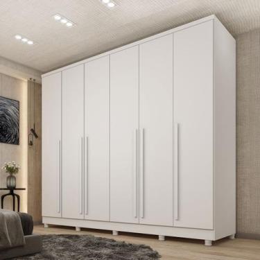 Imagem de Guarda-Roupa Casal Sevila 6 Portas 8 Gavetas 31579 Neve/Neve - Tcil Mó