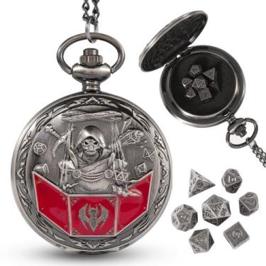 Imagem de Conjunto de Dados Mini DND Banloga - 7 Peças de Metal com Padrão em Re
