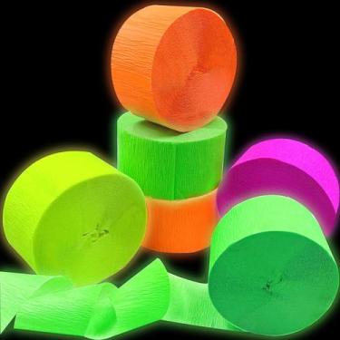 Imagem de Decoração de Festa com Papel Crepom Fluorescente - 4 Rolos