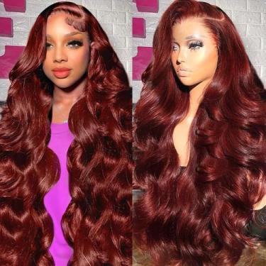 Imagem de Peruca Frontal de Renda Bonhaar - Cabelo Humano Castanho Avermelhado (