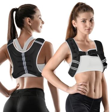 Imagem de WIN4ALL Colete pesado masculino e feminino, 2,7 kg/3,6 kg/5,4 kg/7,3 kg/9,1 kg, colete ponderado feminino ajustável para caminhada, treinamento de força, corrida, fitness, musculação, 2,7 kg, preto