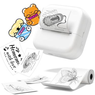 Imagem de Ponek Impressora de adesivos, mini fotográfica portátil M02X, cápsula de impressão com 1 rolo de papel, máquina de fazer adesivos sem tinta, mini impressora para telefone para fotos, diários, notas de