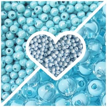 Imagem de Kit Trio Pérolas 6mm E 8mm com 300 pçs + Fio Silicone Miçanga Missanga Pulseira Colar Artesanato (Azul Claro)