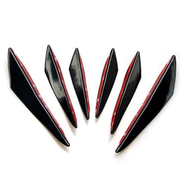 Imagem de IKEEYUIS 6 pçs/set universal carro spoiler dianteiro fin splitter pára-choques lábio canard preto amortecedor dianteiro lábio fin pára-choques abs divisor aletas, UM