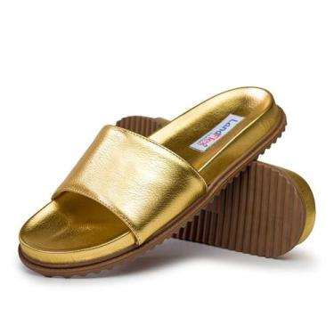 Imagem de Sandália Rasteirinha Chinelo Feminino Papete - Landflex, Dourado, 38