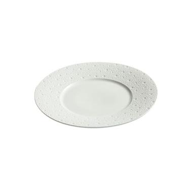 Imagem de Prato de comida ocidental criativo e personalizado, prato redondo doméstico de cerâmica - prato raso branco pérola de 30 cm
