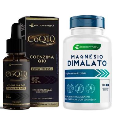 Imagem de Kit Magnesio Dimalato Coenzima Q10 200mg Gotas Sublingual Ecomev