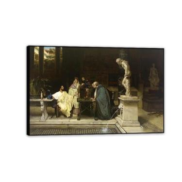 Imagem de Impressão de pintura a óleo, impressão giclée em preto An Art Lover por Lawrence Alma Tadema, impressão giclée em tela, arte de parede pronta para pendurar para decoração de quarto de casa. 30 x 20 cm