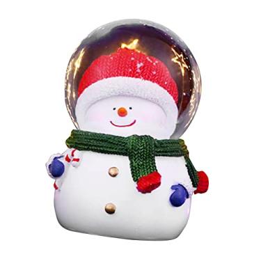 Imagem de Natal Snow Globe Cor Mudando Iluminado Natal Crystal Ball Decor Resina Vidro Natal Bola Enfeites (Boneco de neve grande)