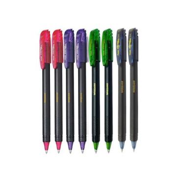 Imagem de Kit 08 Canetas PENTEL Gel Energel Makkuro 0.7mm Ponta Fina (Cores à Es