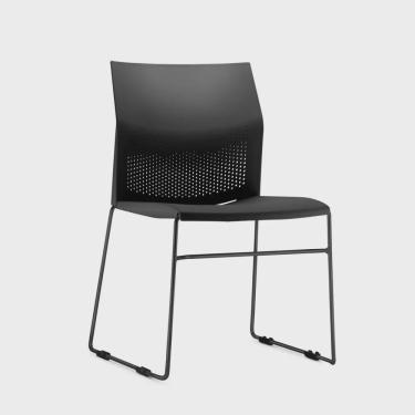 Imagem de Cadeira Fixa Base Preta Empilhável Connect F02 Preto - Lyam Decor