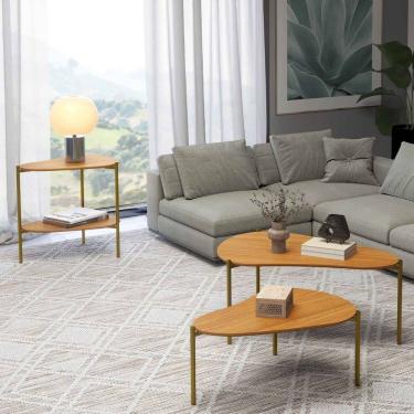 Imagem de Mesa de Centro Orgânica 72cm X 51cm X 32cm Freijó Madeirado