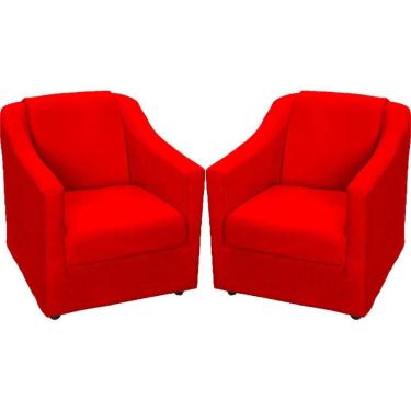 Imagem de Kit 2 Poltronas Mila Pé De Plástico Cromado - Vermelho Suede
