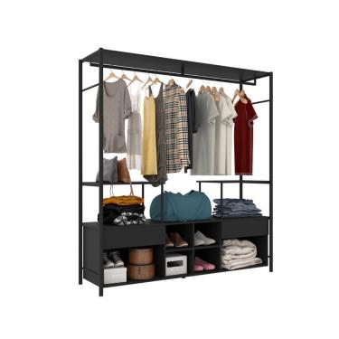 Imagem de Guarda Roupa Roupeiro Closet Casal Modulado Barcelona Preto