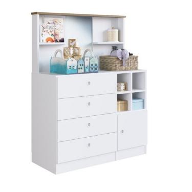 Imagem de Cômoda House Espelho 4 Gavetas 1 Porta Art In Móveis Branco