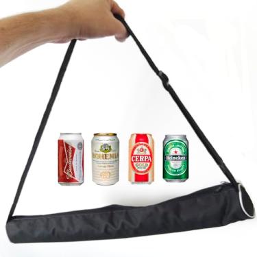 Imagem de Bolsa Térmica Com Alça Bag Porta Latas até 4 Latinhas Refrigerante Cerveja 350 ML Cooler em Nylon Praia Pesca Camping Caminhada Piscina (Preto)