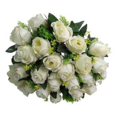 Imagem de Buquê Com 24 Rosas Artificiais Grande 40cm Flores Arranjo - Mega Varie