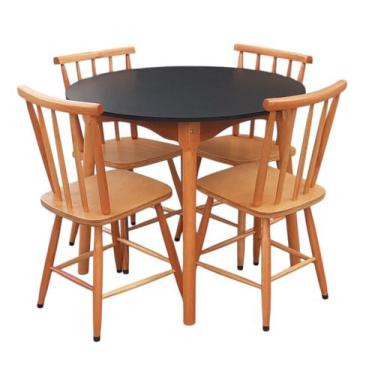 Imagem de Jogo De Jantar Colonial Brisa Mesa 90cm Com 4 Cadeiras Em Madeira Rust
